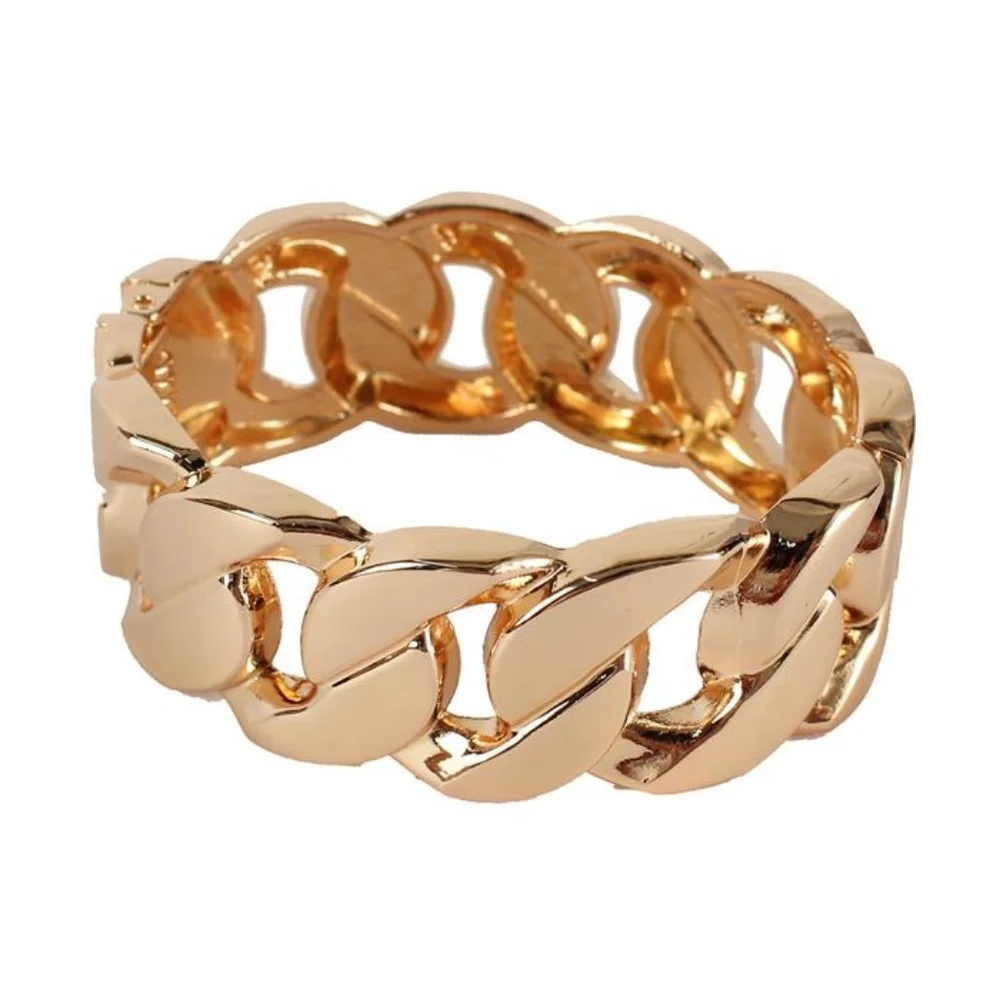 Gold Chunky Chain Link Bracelet Metal Bangle Thick Bold Statement Jewelry